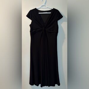 Jones Wear Black Twist-Front Midi Dress – Size 16